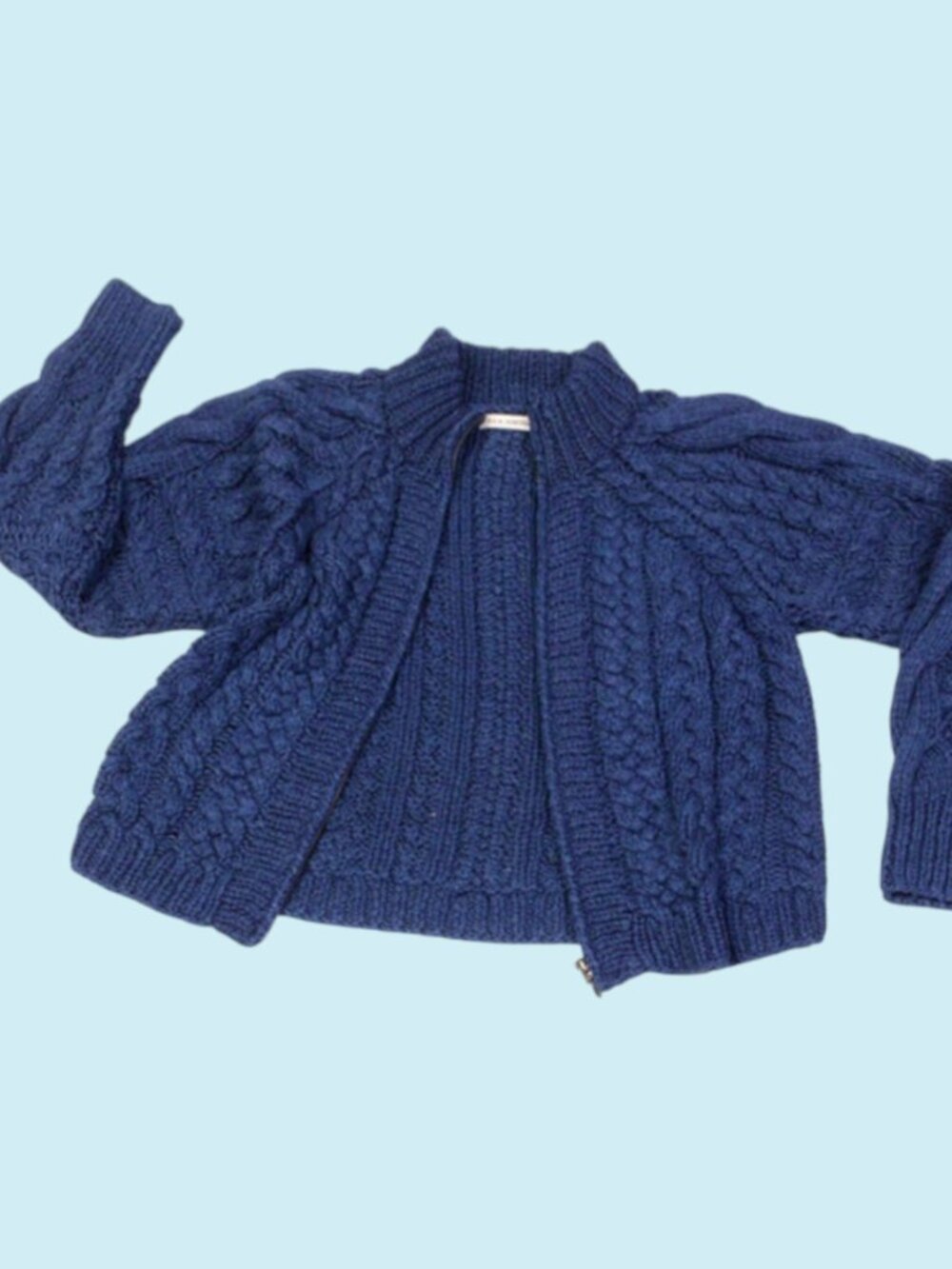 Ulla Johnson Zari Cardigan Size M/L Blue Knit Full Zip Textured Cotton Sweater - Picture 3 of 12